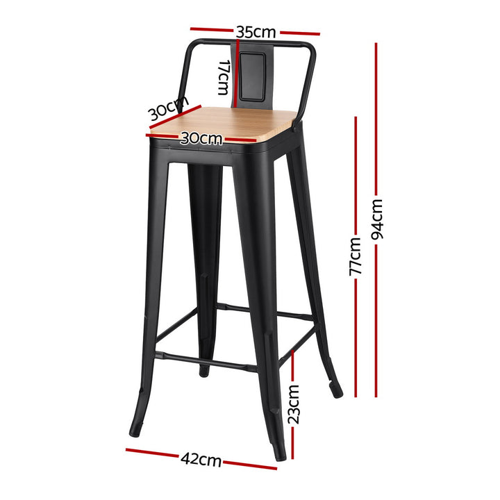 Elliot (Set of 2) Café Bar Stools 77cm - Black - Homecoze