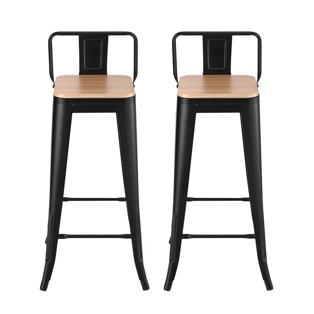 Elliot (Set of 2) Café Bar Stools 77cm - Black - Homecoze