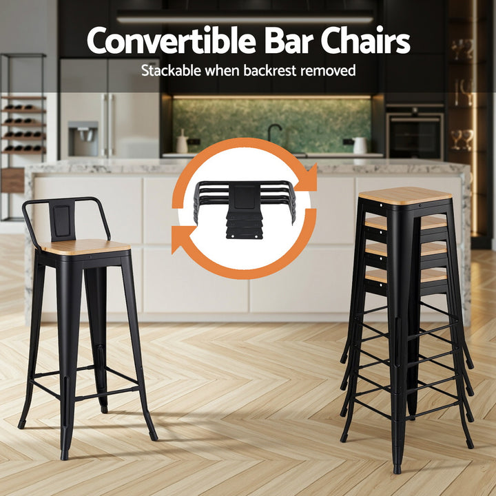 Elliot (Set of 2) Café Bar Stools 77cm - Black - Homecoze