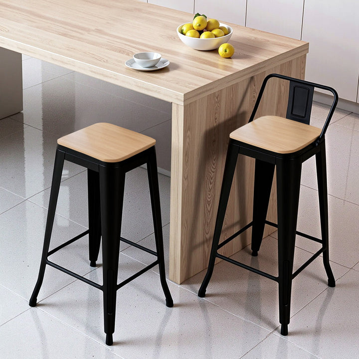 Elliot (Set of 2) Café Bar Stools 77cm - Black - Homecoze