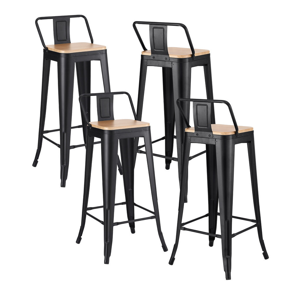 Elliot (Set of 4) Café Bar Stools 77cm - Black - Homecoze