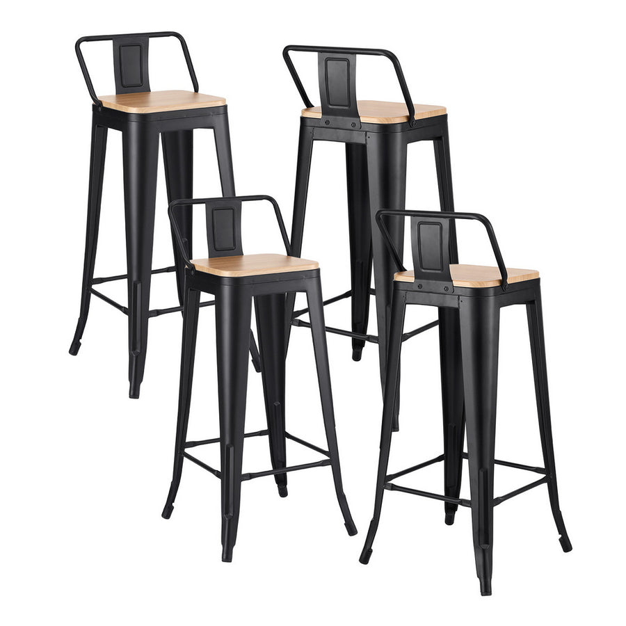 Elliot (Set of 4) Café Bar Stools 77cm - Black - Homecoze