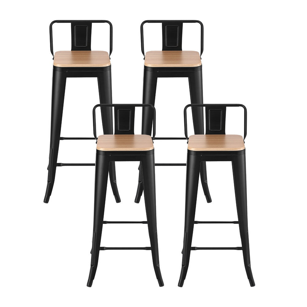 Elliot (Set of 4) Café Bar Stools 77cm - Black - Homecoze