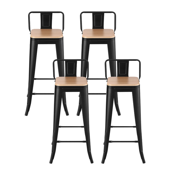 Elliot (Set of 4) Café Bar Stools 77cm - Black - Homecoze