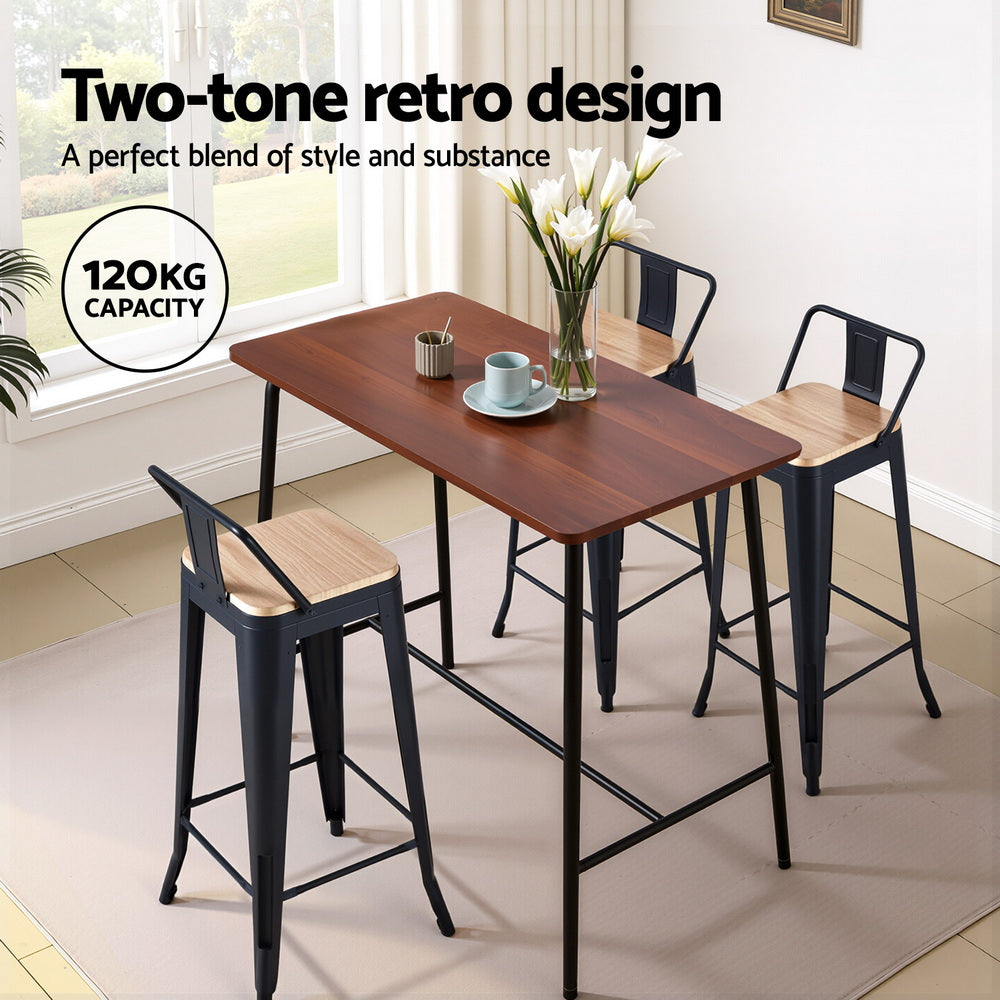 Elliot (Set of 4) Café Bar Stools 77cm - Black - Homecoze