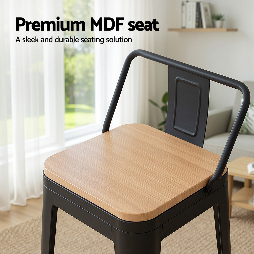 Elliot (Set of 4) Café Bar Stools 77cm - Black - Homecoze