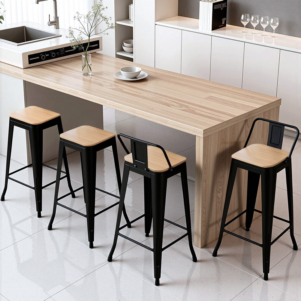 Elliot (Set of 4) Café Bar Stools 77cm - Black - Homecoze