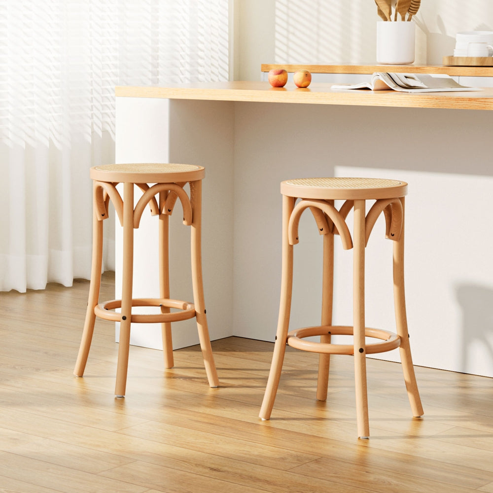 Lola (Set of 2) Rattan Bar Stools 65cm - Homecoze