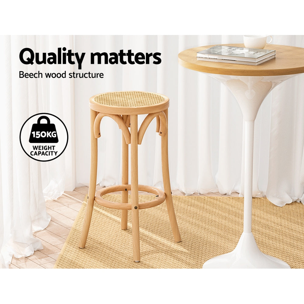 Lola (Set of 2) Rattan Bar Stools 65cm - Homecoze