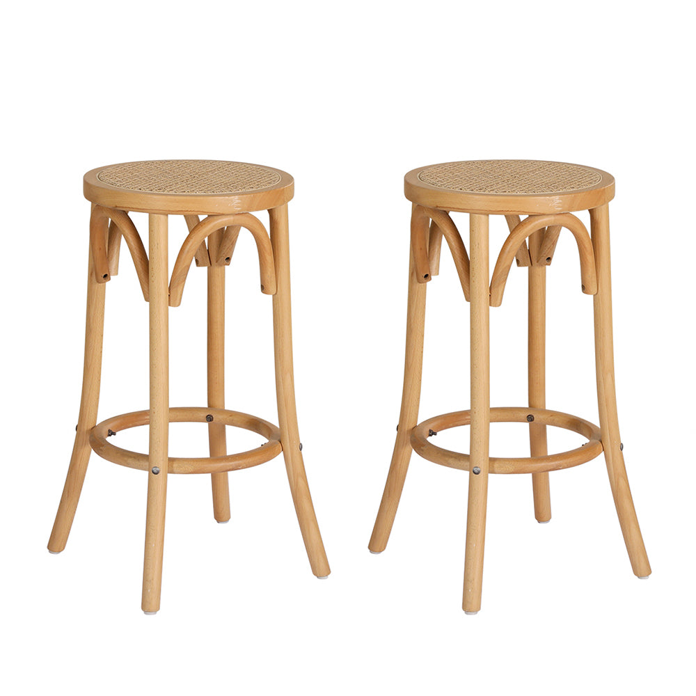 Lola (Set of 2) Rattan Bar Stools 65cm - Homecoze