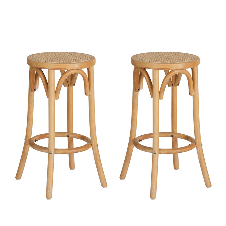 Lola (Set of 2) Rattan Bar Stools 65cm - Homecoze