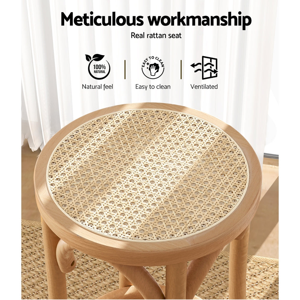 Lola (Set of 3) Rattan Bar Stools 65cm - Homecoze