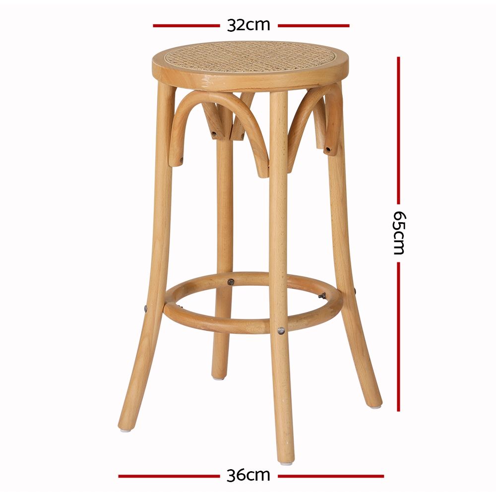Lola (Set of 3) Rattan Bar Stools 65cm - Pine