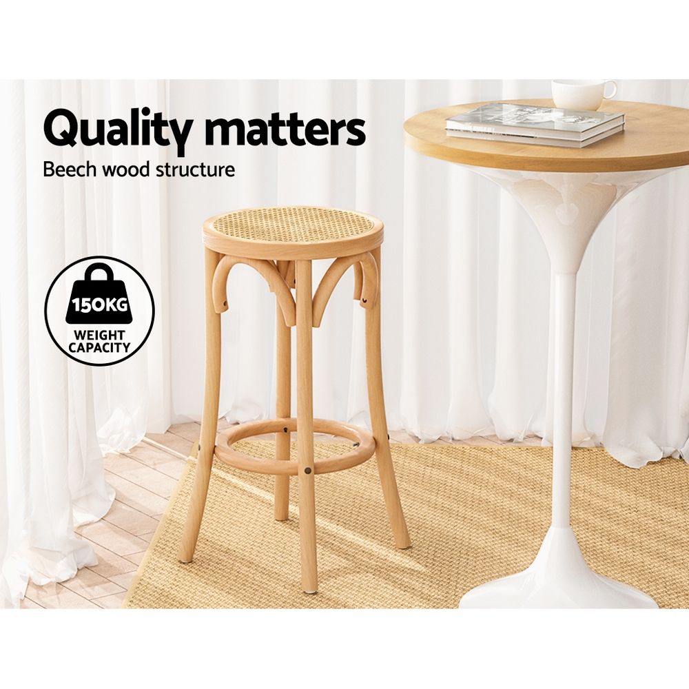 Lola (Set of 3) Rattan Bar Stools 65cm - Pine