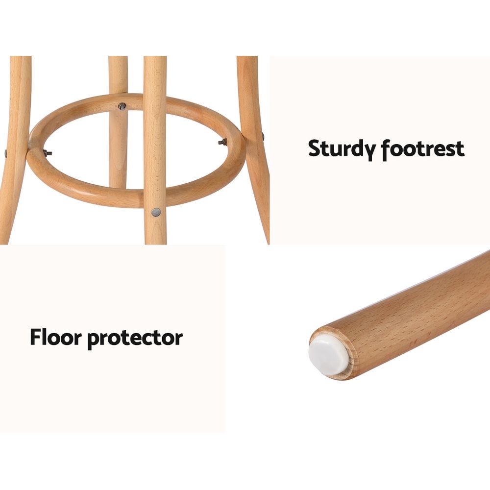 Lola (Set of 3) Rattan Bar Stools 65cm - Pine