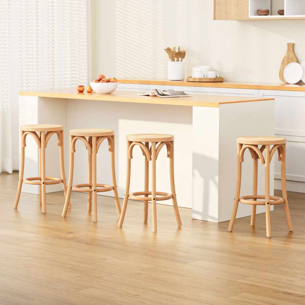 Lola (Set of 4) Rattan Bar Stools 65cm - Homecoze
