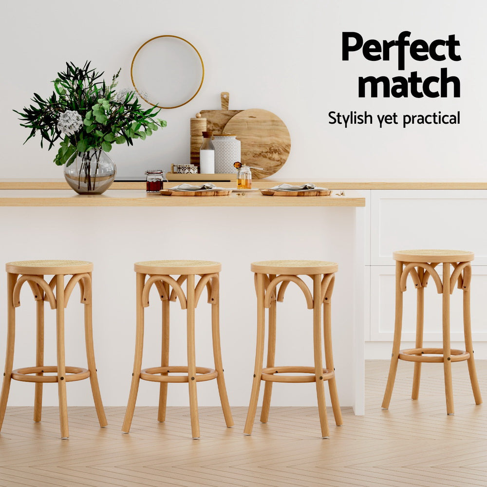 Lola (Set of 4) Rattan Bar Stools 65cm - Homecoze