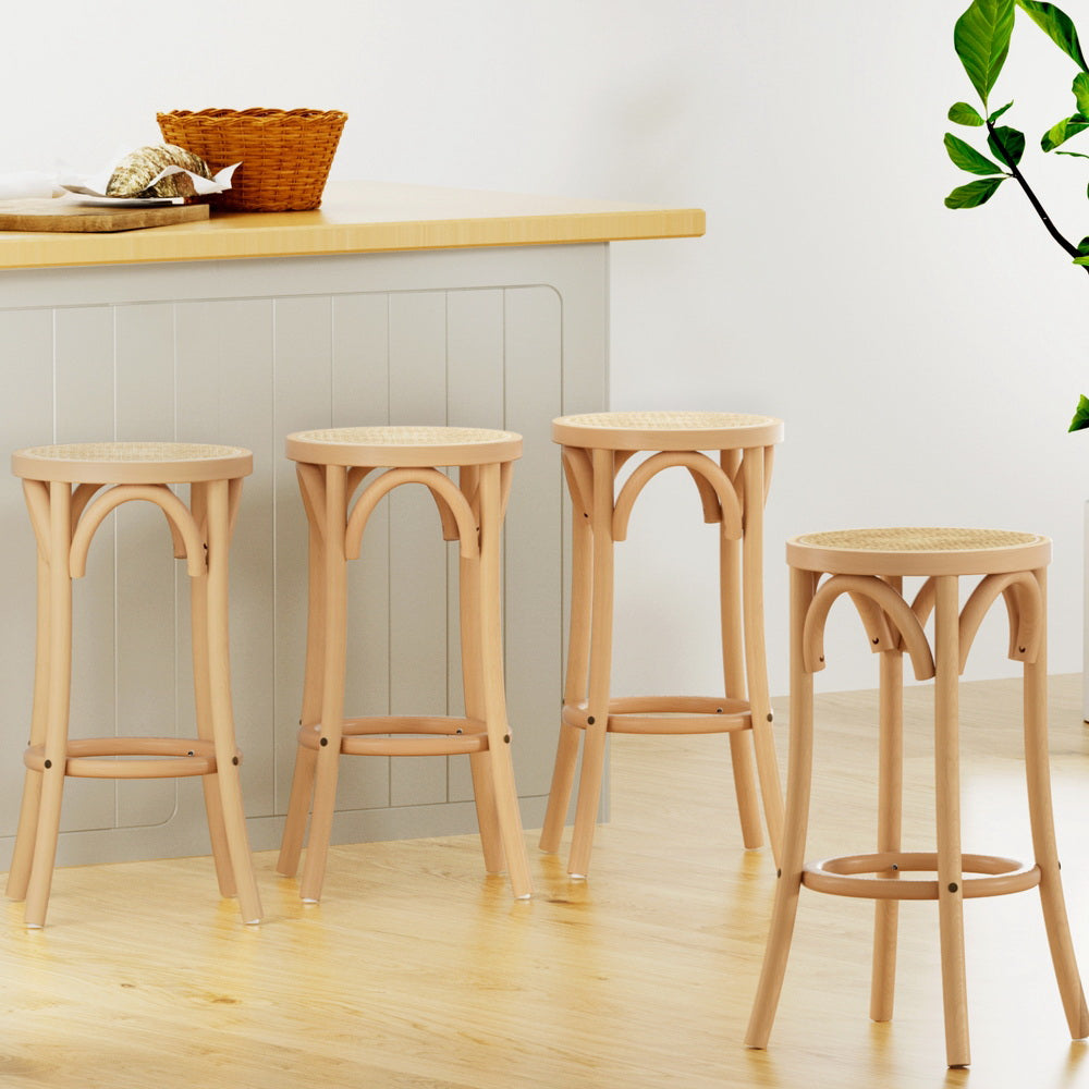 Lola (Set of 4) Rattan Bar Stools 65cm - Homecoze