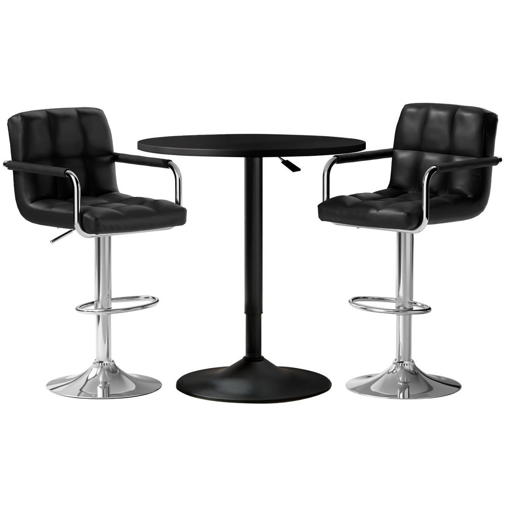 Lucy 3PC Bar Table & Stool Set - Black - Homecoze