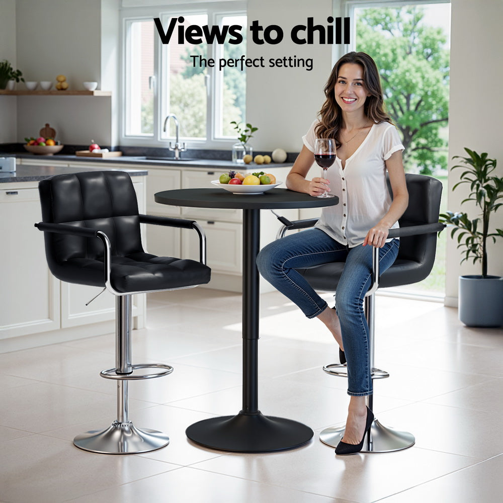 Lucy 3PC Bar Table & Stool Set - Black - Homecoze