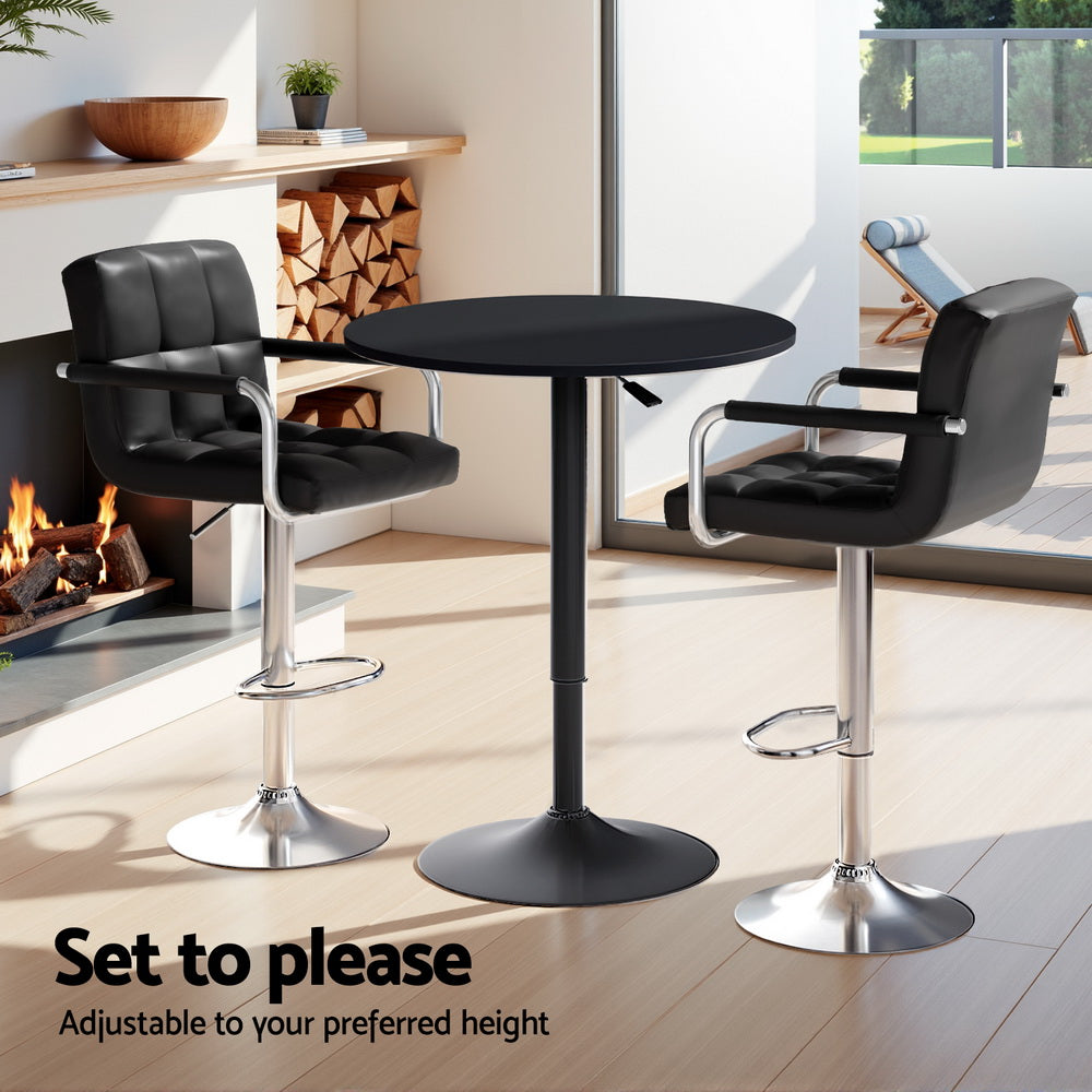 Lucy 3PC Bar Table & Stool Set - Black - Homecoze