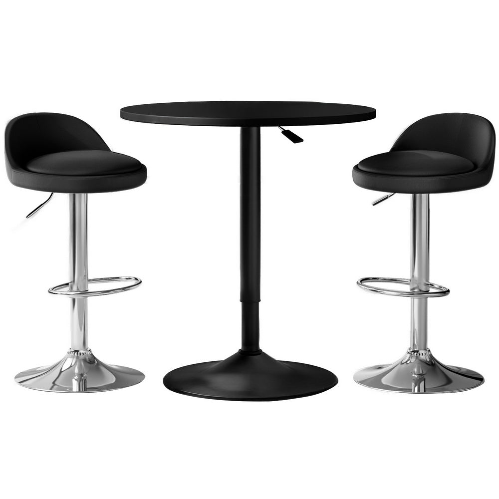Cameron 3PC Bar Table & Stool Set - Black - Homecoze