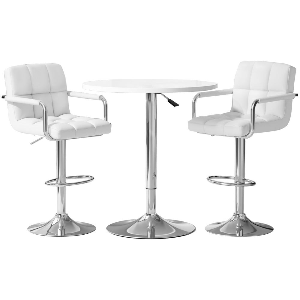 Lucy 3PC Bar Table & Stool Set - White - Homecoze