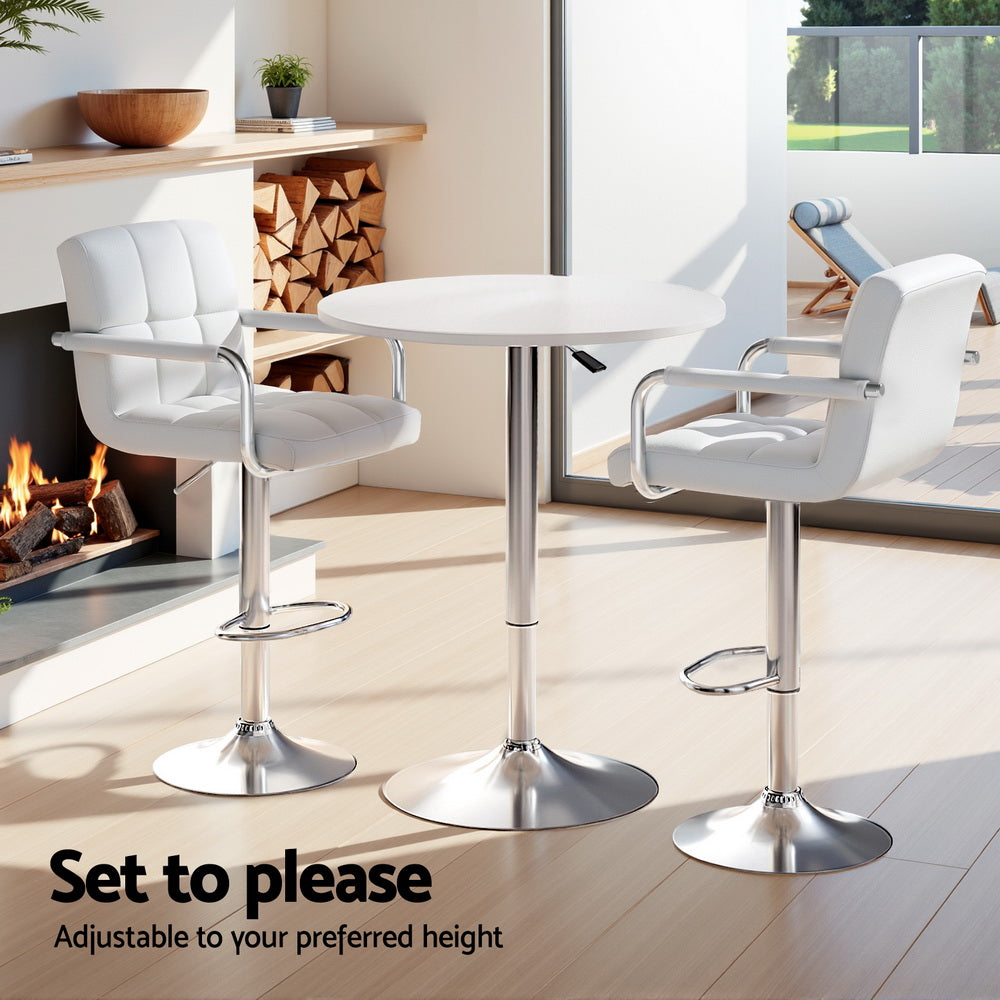 Lucy 3PC Bar Table & Stool Set - White - Homecoze