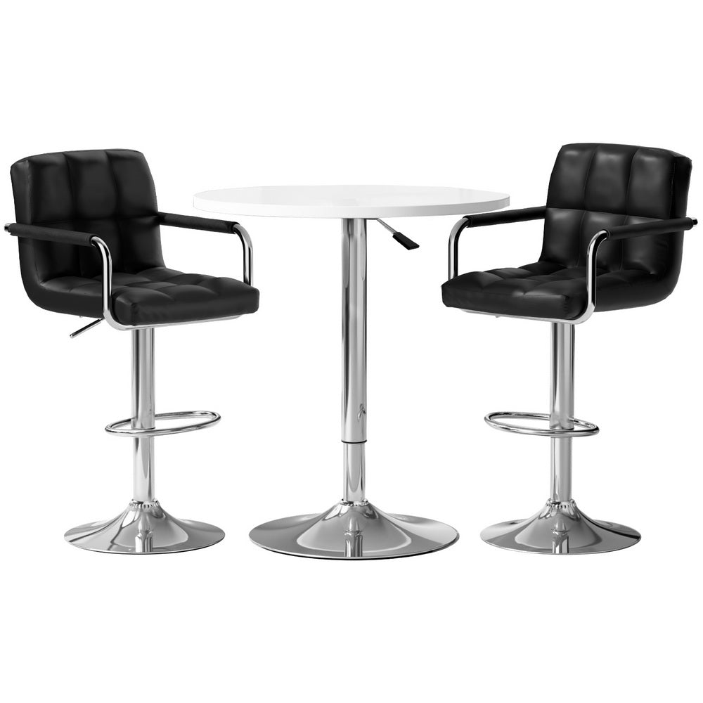 Lucy 3PC Bar Table & Stool Set - Black & White - Homecoze