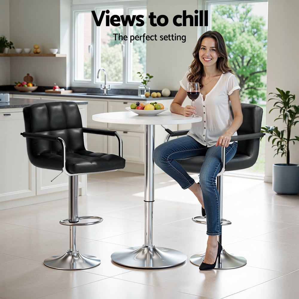Lucy 3PC Bar Table & Stool Set - Black & White - Homecoze