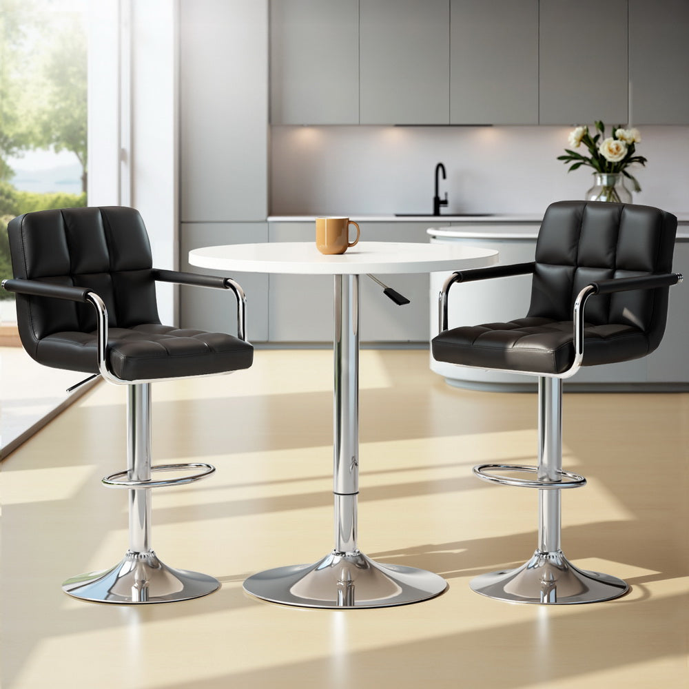 Lucy 3PC Bar Table & Stool Set - Black & White - Homecoze