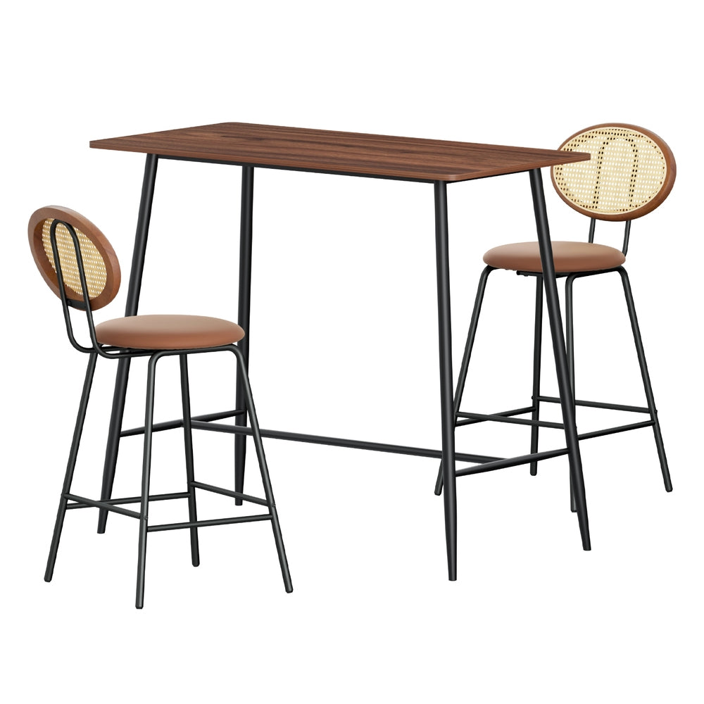 Rosie 3PC Bar Table & Stool Set - Brown & Black - Homecoze