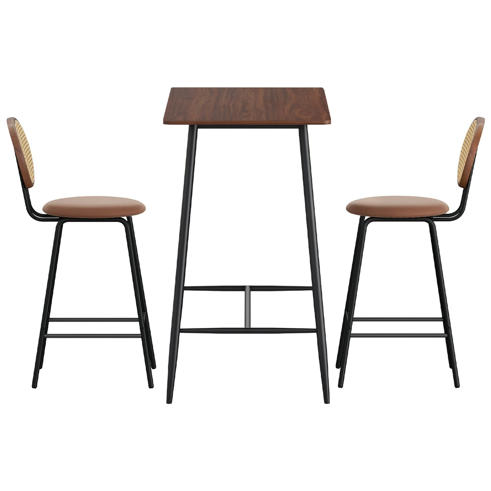Rosie 3PC Bar Table & Stool Set - Brown & Black - Homecoze