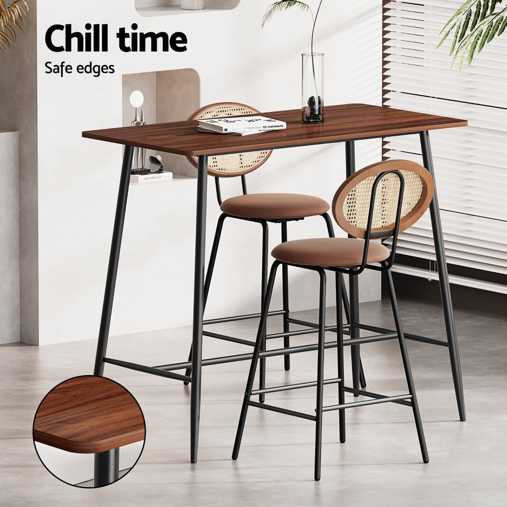 Rosie 3PC Bar Table & Stool Set - Brown & Black - Homecoze