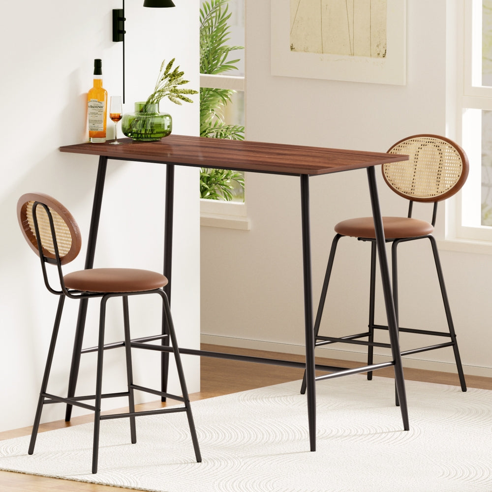 Rosie 3PC Bar Table & Stool Set - Brown & Black - Homecoze