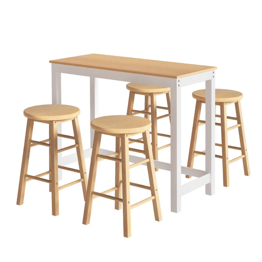 Mabel 5PC Bar Table & Stool Set - Nartural - Homecoze