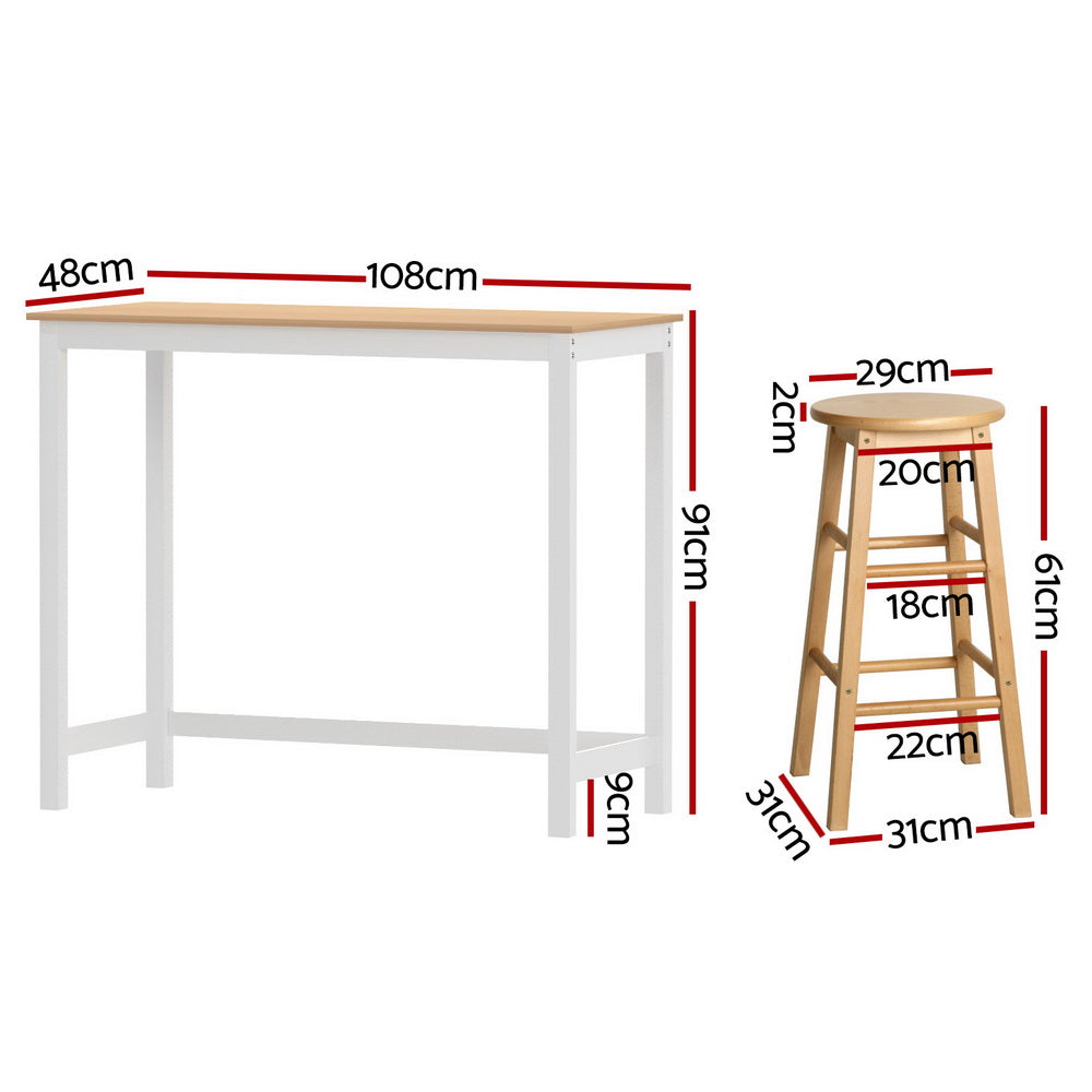 Mabel 5PC Bar Table & Stool Set - Nartural - Homecoze