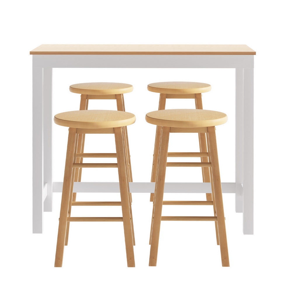 Mabel 5PC Bar Table & Stool Set - Nartural - Homecoze