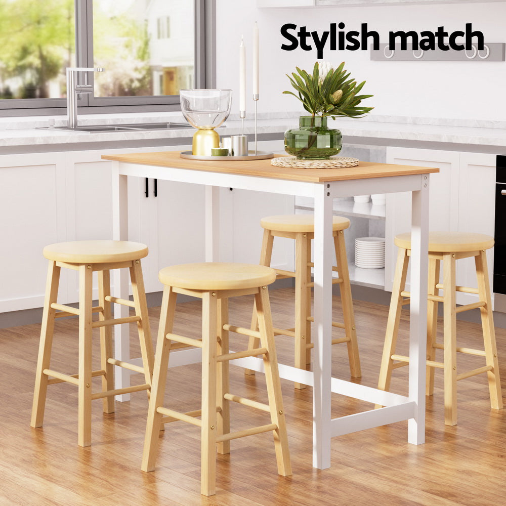 Mabel 5PC Bar Table & Stool Set - Nartural - Homecoze