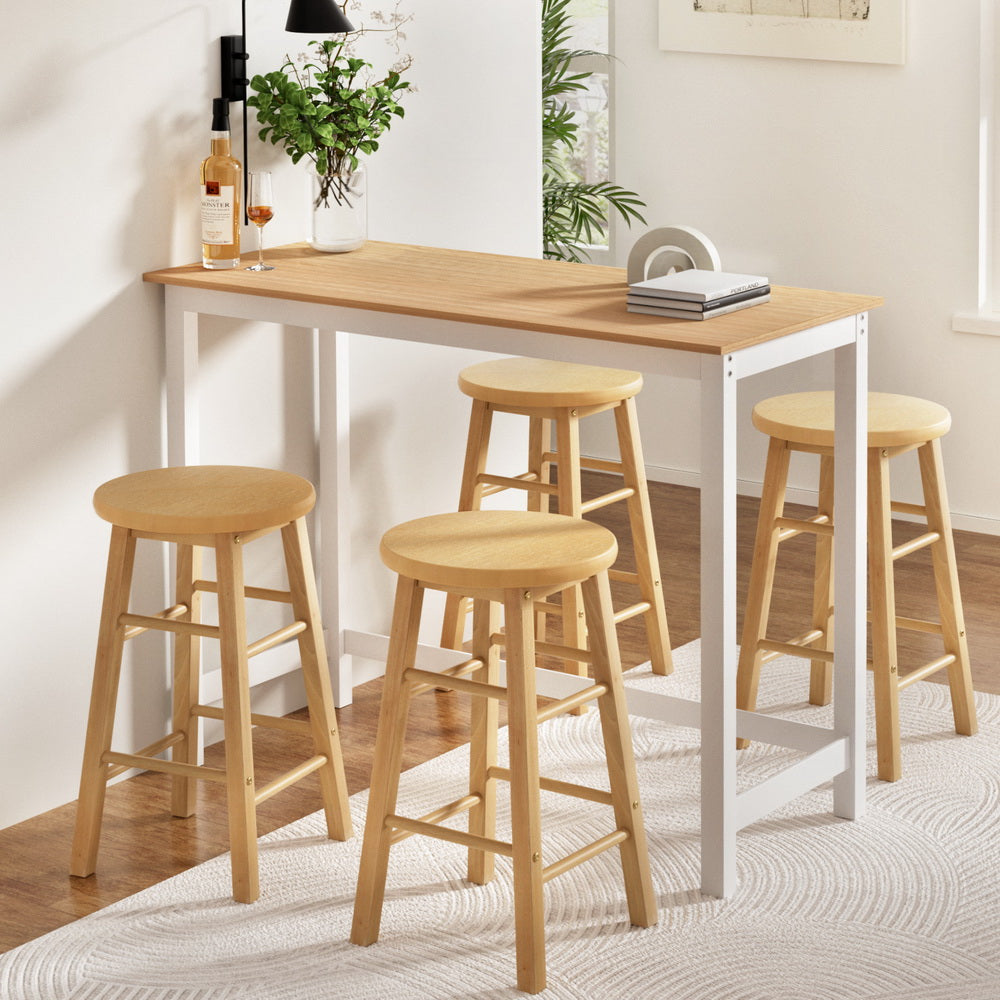 Mabel 5PC Bar Table & Stool Set - Nartural - Homecoze