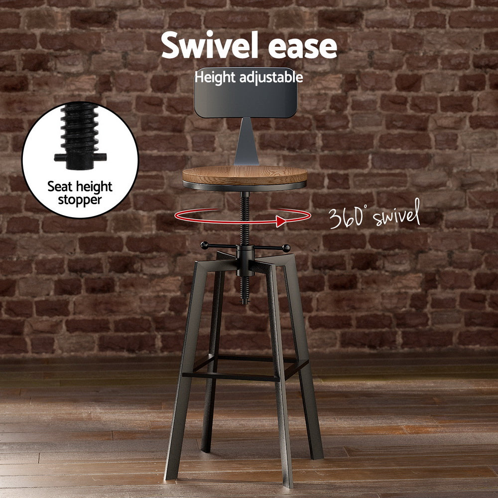 Charlie 3PC Bar Table & Stool Set - Black & Wood - Homecoze