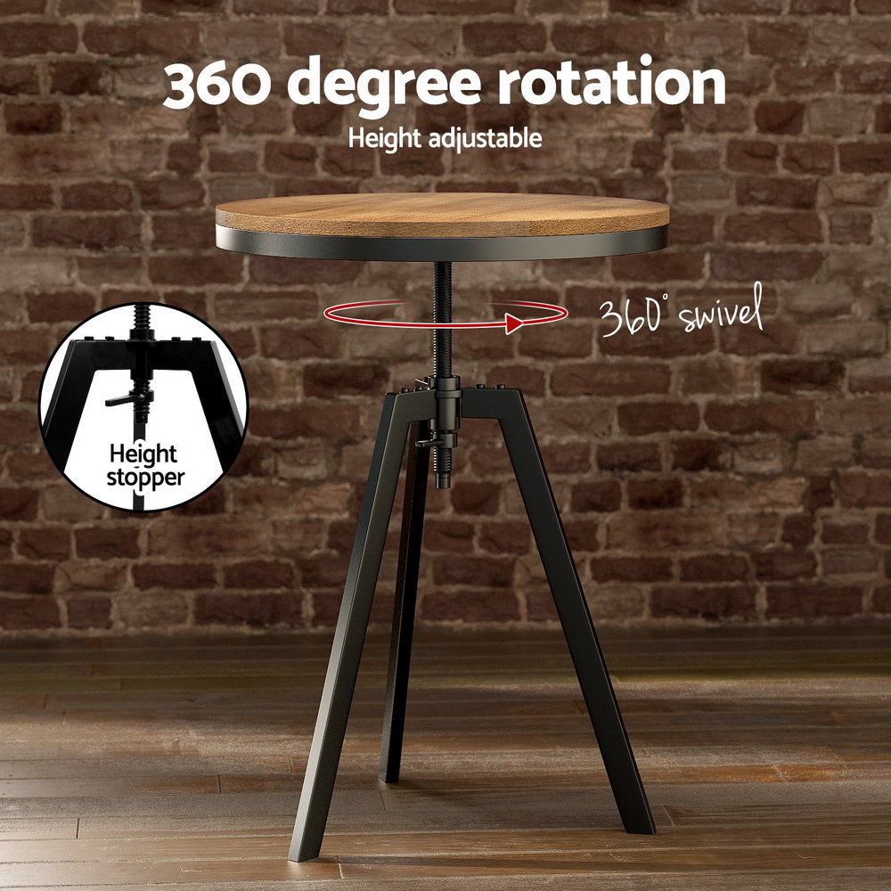Charlie 3PC Bar Table & Stool Set - Black & Wood - Homecoze