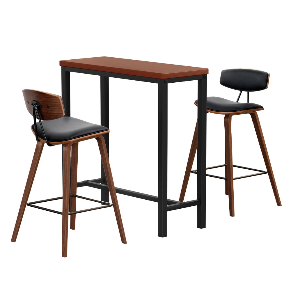 Beckett 3PC Bar Table & Stool Set - Brown & Black - Homecoze