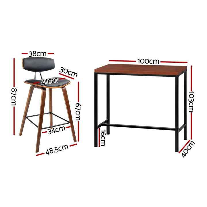 Beckett 3PC Bar Table & Stool Set - Brown & Black - Homecoze
