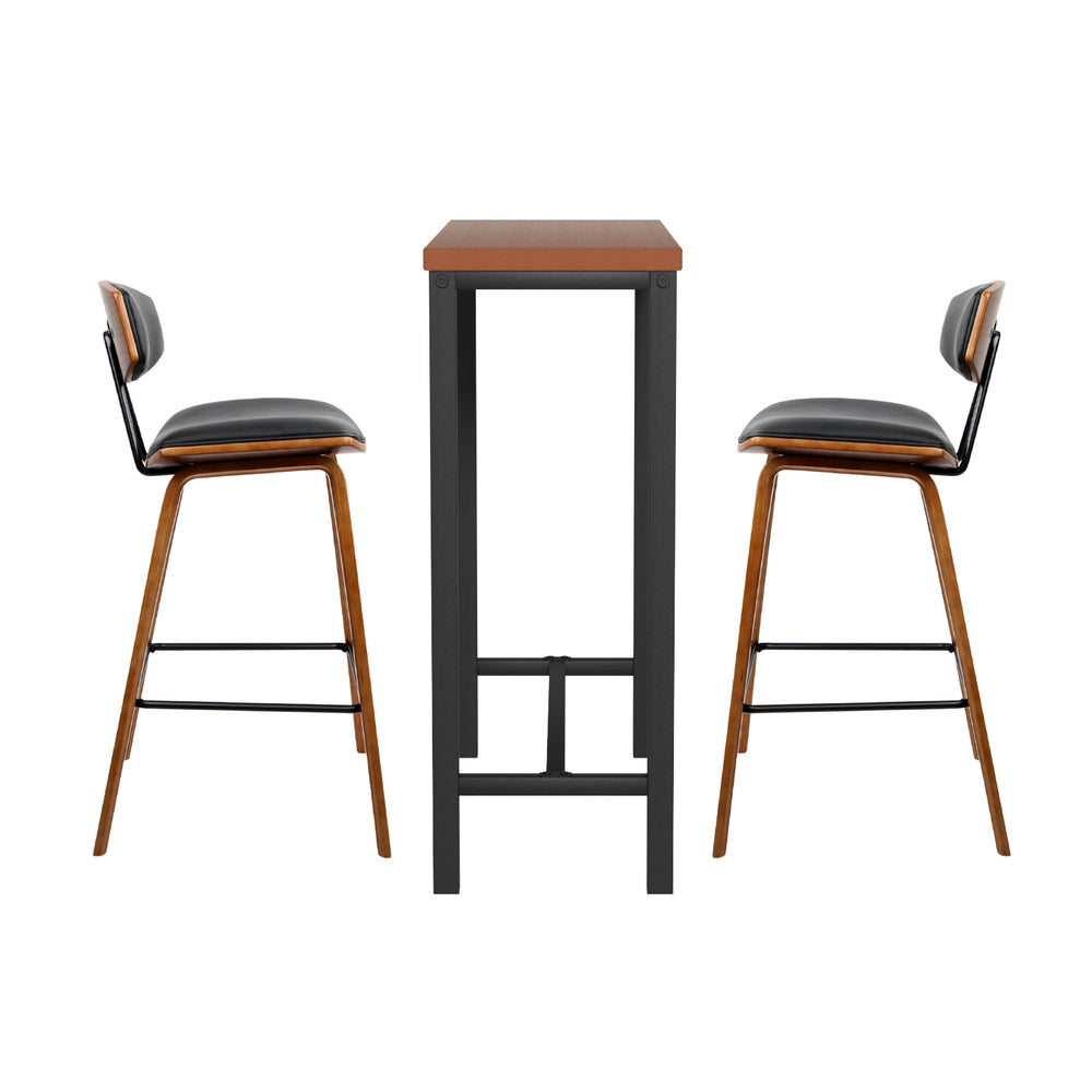 Beckett 3PC Bar Table & Stool Set - Brown & Black - Homecoze
