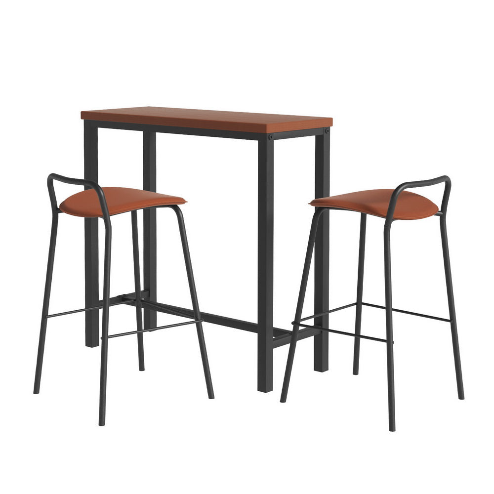 Isla 3PC Bar Table & Stool Set - Black & Brown - Homecoze