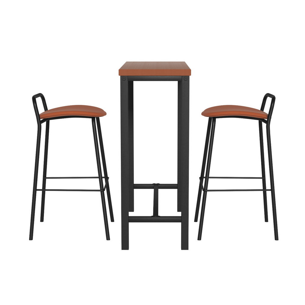 Isla 3PC Bar Table & Stool Set - Black & Brown - Homecoze