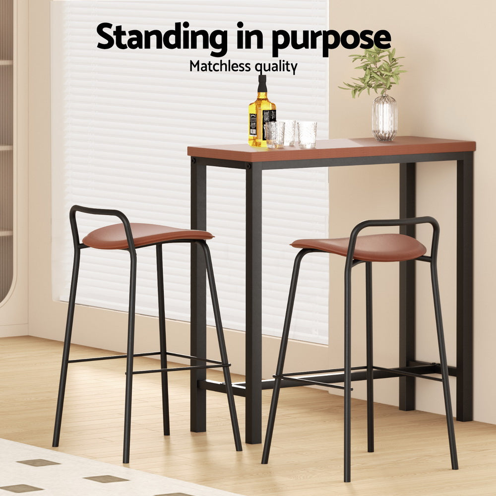 Isla 3PC Bar Table & Stool Set - Black & Brown - Homecoze