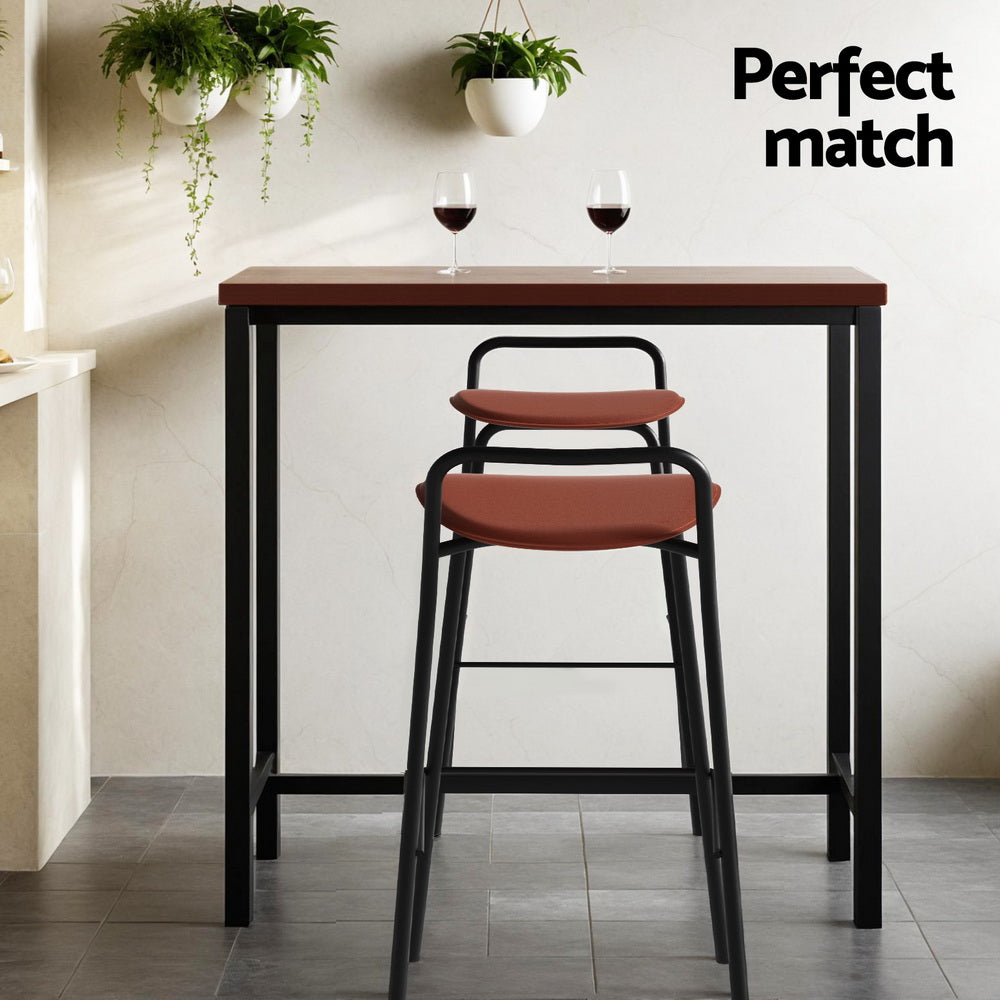 Isla 3PC Bar Table & Stool Set - Black & Brown - Homecoze