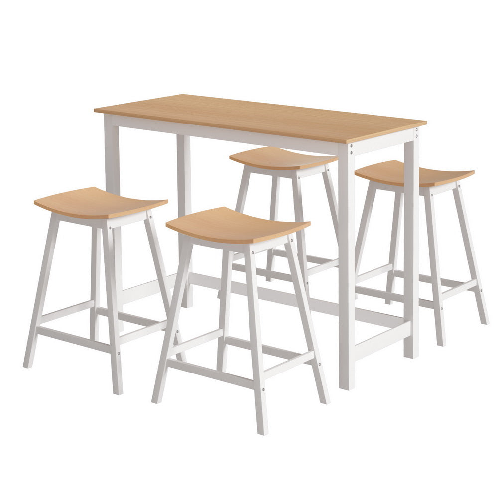 Ella 5PC Slimline Bar Table & Stool Set - White - Homecoze